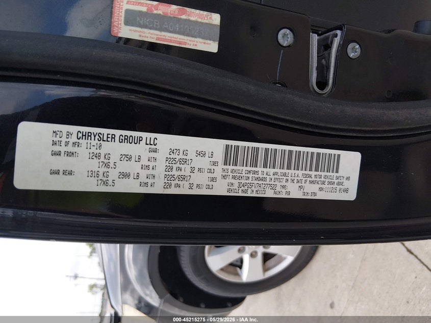 2010 Dodge Journey 3.5 Sxt black Lot 111045215275 Vin 3D4PG5FV7AT277522