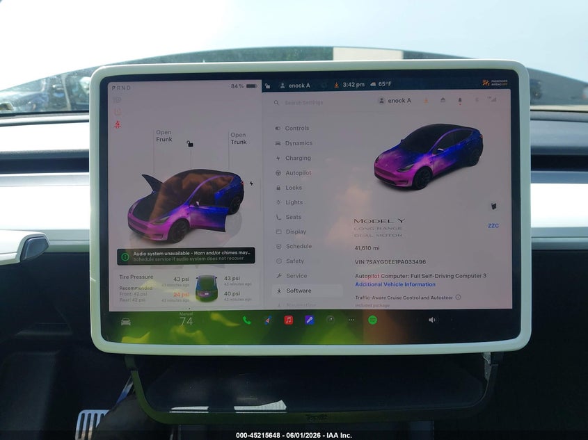 2023 Tesla Model Y Awd/Long Range Dual Motor All-Wheel Drive VIN: 7SAYGDEE1PA033496 Lot: 45215648