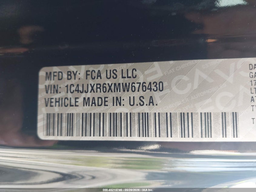 2021 Jeep Wrangler 4Xe Unlimited Rubicon 4X4 VIN: 1C4JJXR6XMW676430 Lot: 45215746