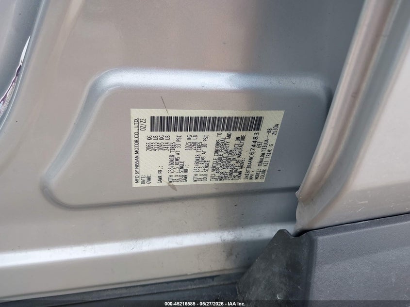 2022 Nissan Rogue Sv Fwd VIN: 5N1BT3BA4NC674483 Lot: 45216585