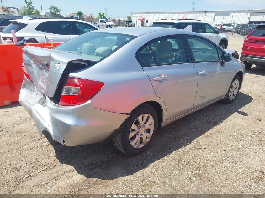 2012 Honda Civic 1.8 Lx silver Lot 111045216859 Vin 19XFB2F59CE013070