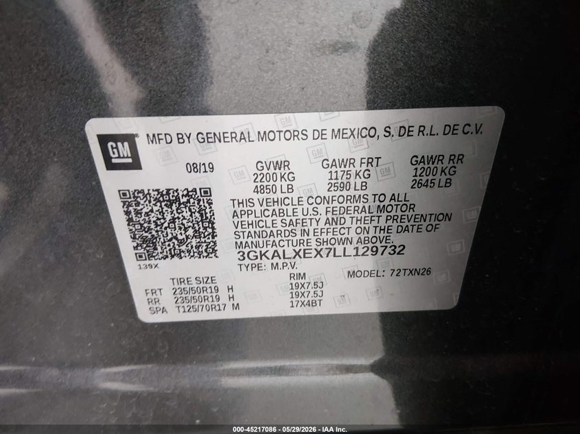 2020 GMC Terrain Awd Denali VIN: 3GKALXEX7LL129732 Lot: 45217086