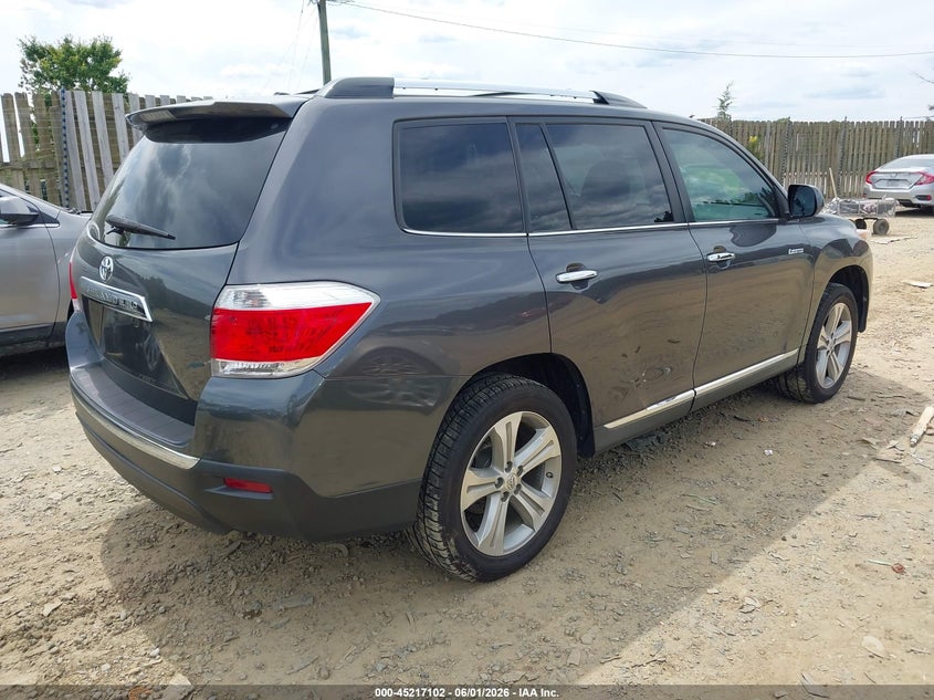 Vin: 5tddk3eh0ds180143, lot: 45714857, toyota highlander limited v6 20134