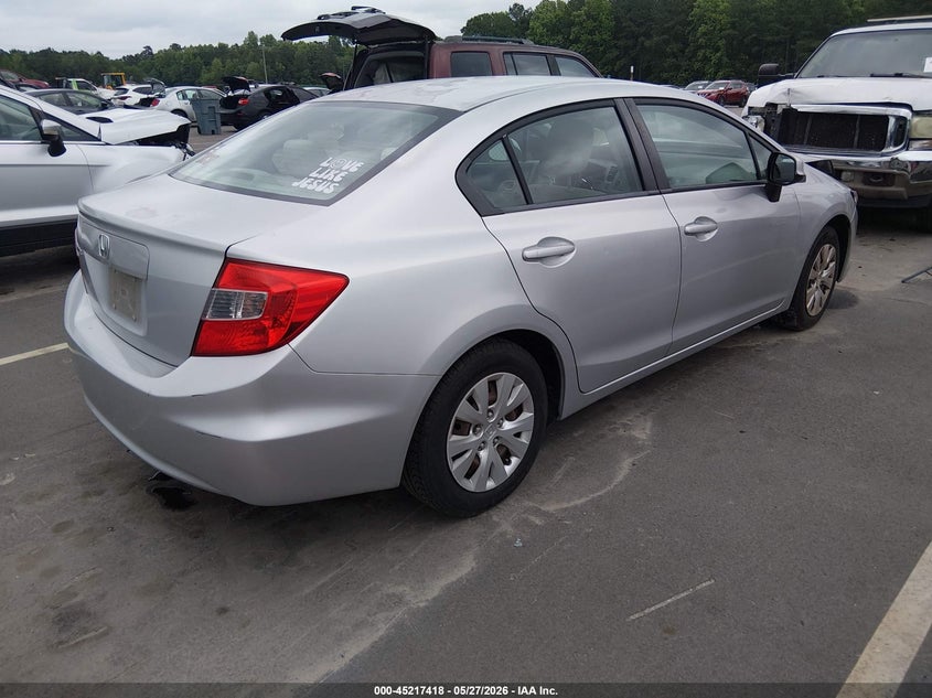 2012 Honda Civic 1.8 Lx silver Lot 111045217418 Vin 2HGFB2F50CH560881