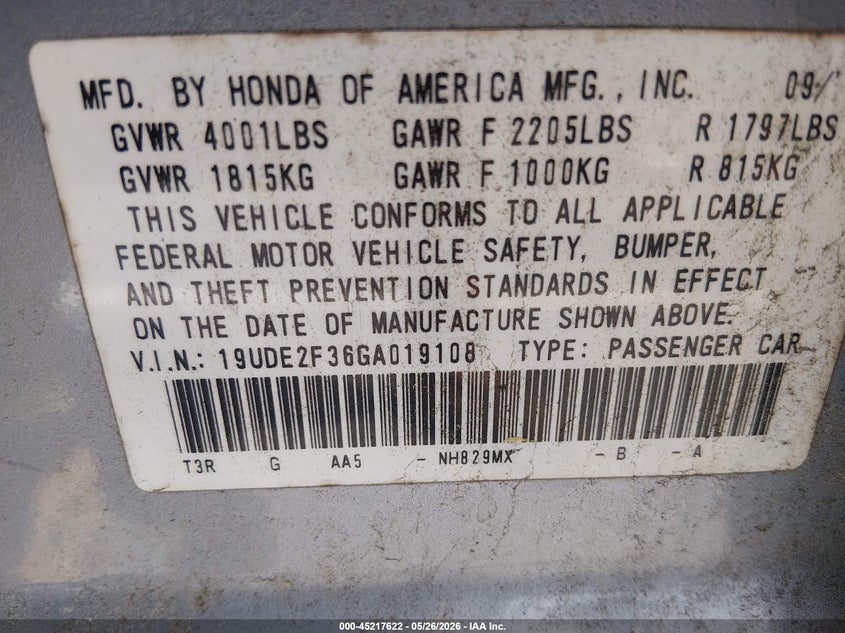 2016 Acura Ilx 2.4L/Acurawatch Plus Package VIN: 19UDE2F36GA019108 Lot: 45217622