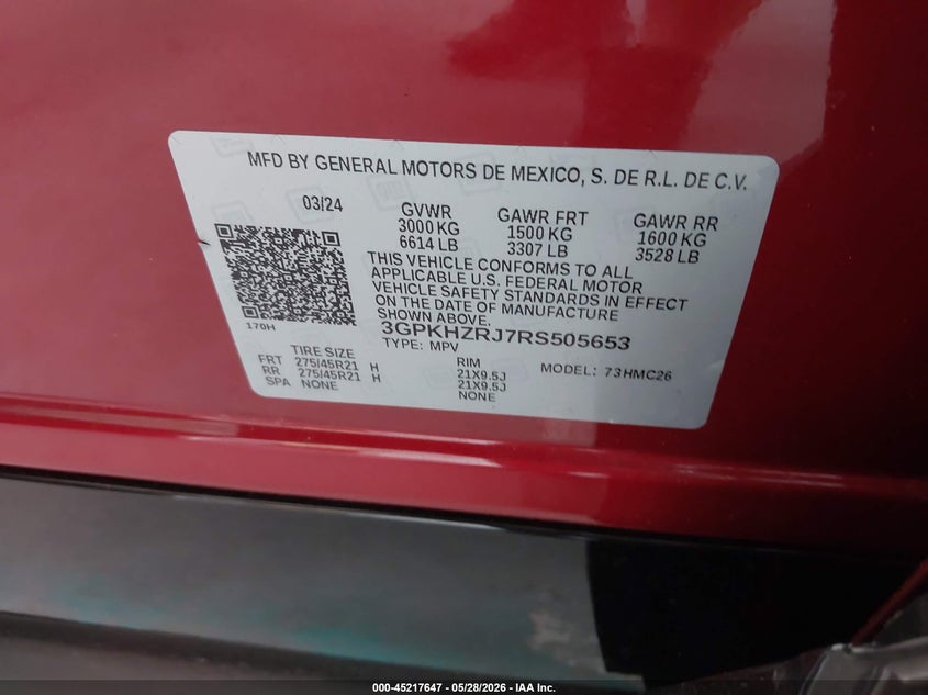 2024 Honda Prologue Elite VIN: 3GPKHZRJ7RS505653 Lot: 45217647