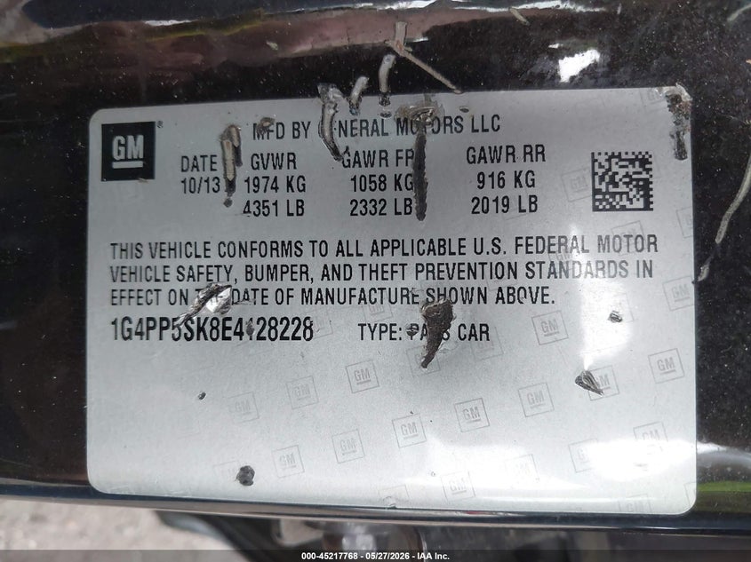 2014 Buick Verano VIN: 1G4PP5SK8E4128228 Lot: 45217768