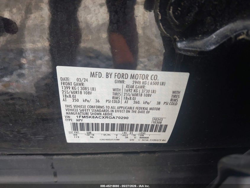 VIN 1FM5K8ACXRGA70290 2024 FORD POLICE INTERCEPTOR UTILITY