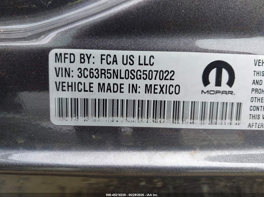 2025 Ram 2500 Laramie 4X4 6'4 Box VIN: 3C63R5NL0SG507022 Lot: 45218326