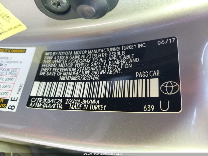 2018 Toyota C-Hr Xle VIN: NMTKHMBX7JR024246 Lot: 45219308