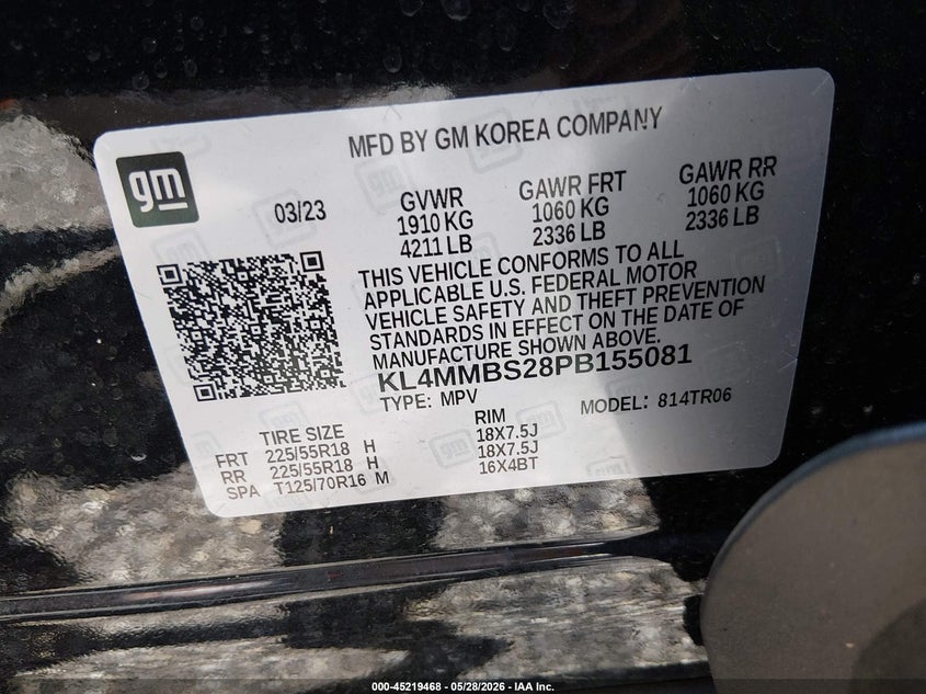 2023 Buick Encore Gx Preferred Fwd VIN: KL4MMBS28PB155081 Lot: 45219468