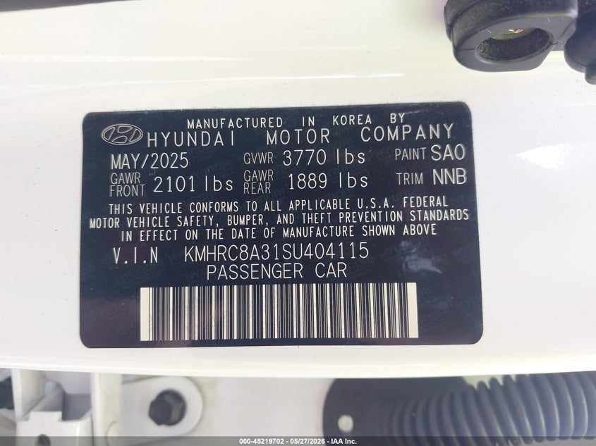 2025 Hyundai Venue Limited VIN: KMHRC8A31SU404115 Lot: 45219702