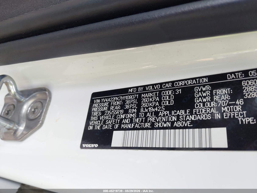 2017 Volvo Xc90 T6 Momentum VIN: YV4A22PK7H1108071 Lot: 45219739