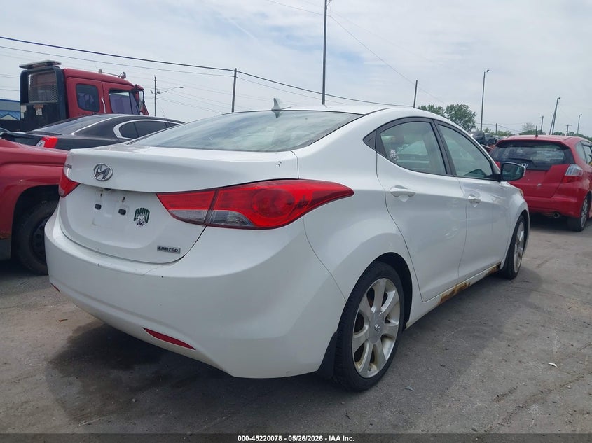 2012 Hyundai Elantra 1.8 Limited white Lot 111045220078 Vin 5NPDH4AE5CH132741