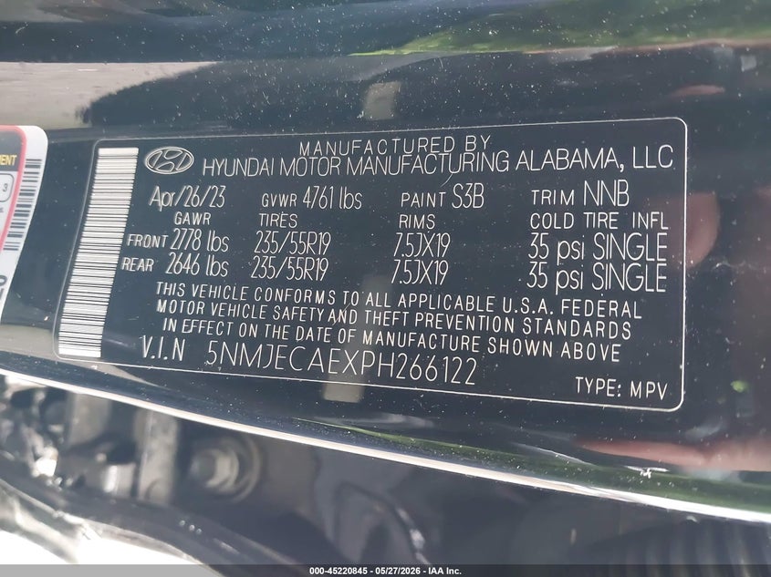 VIN 5NMJECAEXPH266122 2023 HYUNDAI TUCSON LIMITED