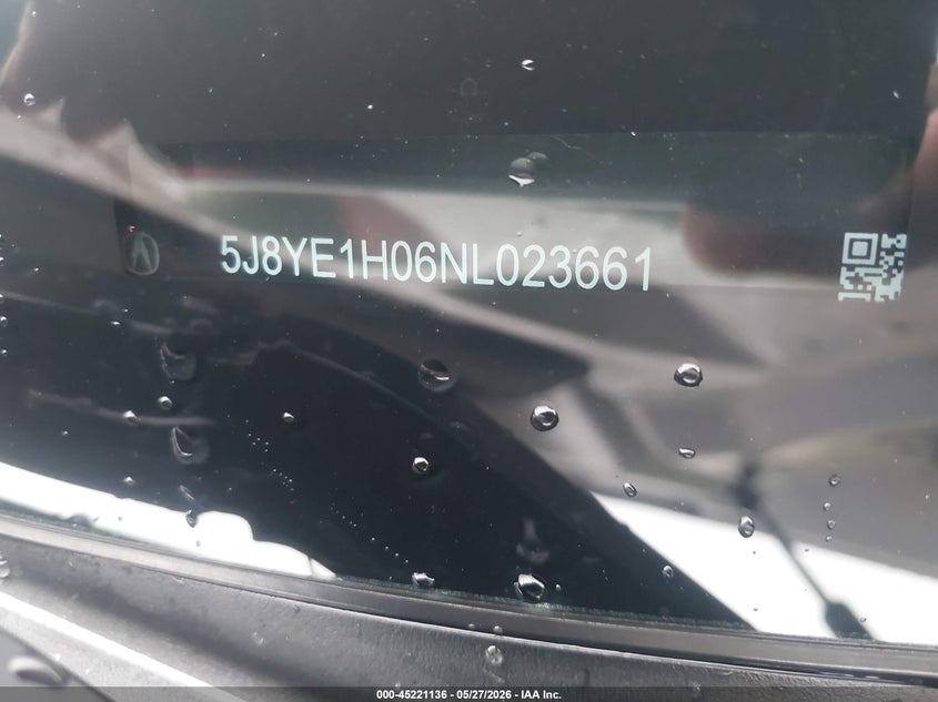 2022 Acura Mdx A-Spec Package VIN: 5J8YE1H06NL023661 Lot: 45221136