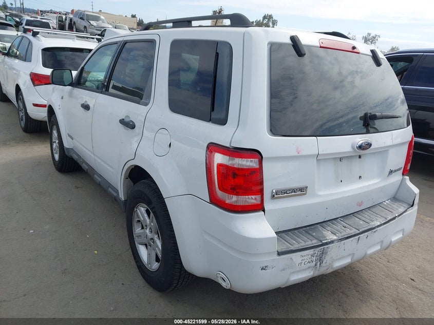 2008 Ford Escape 2.3 Hybrid White Lot 111045221599 Vin 1FMCU49HX8KD68568
