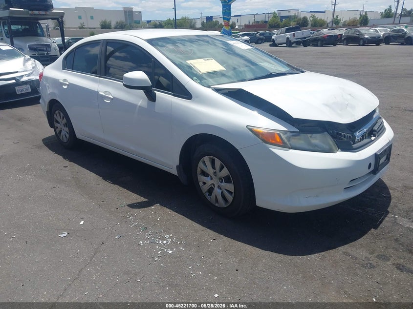 2012 Honda Civic 1.8 Lx White Lot 111045221700 Vin 19XFB2F5XCE373108