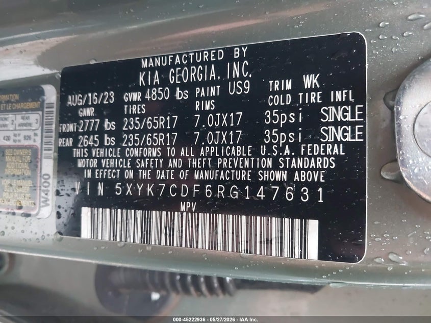 VIN 5XYK7CDF6RG147631 2024 KIA SPORTAGE X-PRO