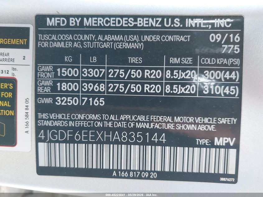 2017 Mercedes-Benz Gls 450 4Matic VIN: 4JGDF6EEXHA835144 Lot: 45223041