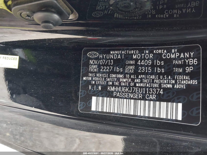 2014 Hyundai Genesis 3.8 Ultimate VIN: KMHHU6KJ7EU113374 Lot: 45223051