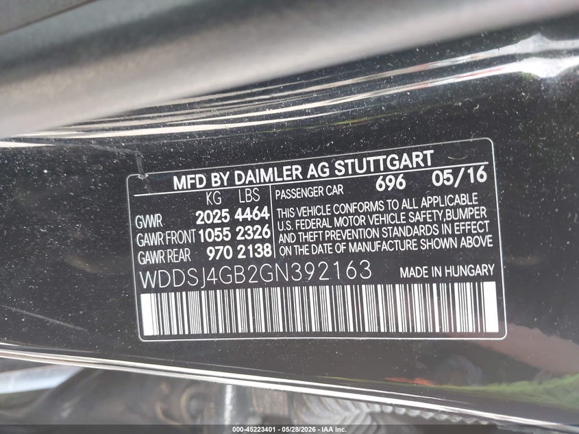 2016 Mercedes-Benz Cla 250 4Matic VIN: WDDSJ4GB2GN392163 Lot: 45223401