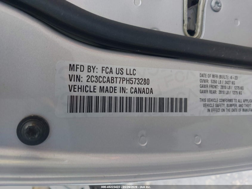 2023 Chrysler 300 300S VIN: 2C3CCABT7PH573280 Lot: 45223422