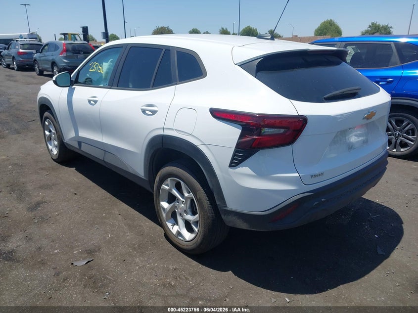 Vin: kl77lfepxsc187163, lot: 45721517, chevrolet trax fwd ls 20253