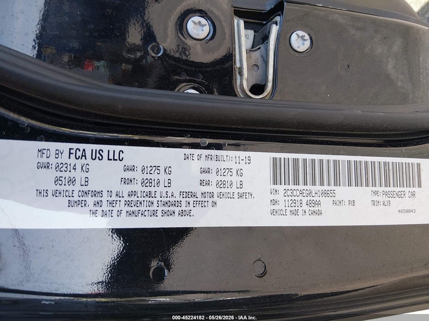 2020 Chrysler 300 Limited VIN: 2C3CCAEG0LH108655 Lot: 45224182