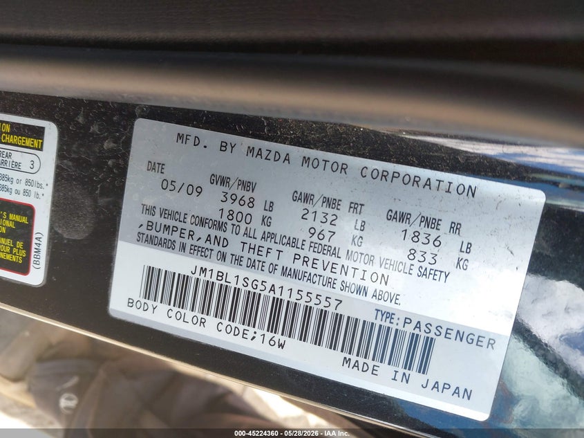 2010 MAZDA 3 SEDAN 2.0L I-4 DOHC, 144HP