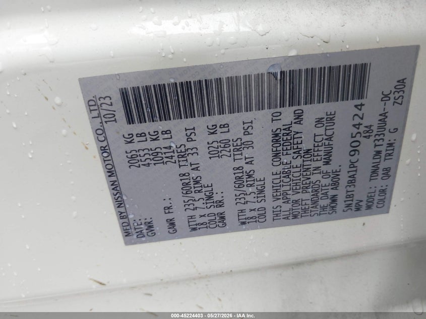 VIN 5N1BT3BA1PC905424 2023 NISSAN ROGUE SV FWD
