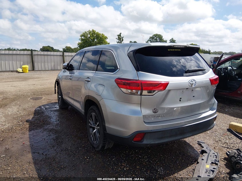 Vin: 5tdzzrfh2ks298808, lot: 45722186, toyota highlander le 20193