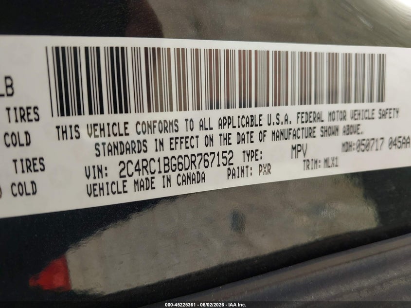 2013 Chrysler Town & Country Touring VIN: 2C4RC1BG6DR767152 Lot: 45225361