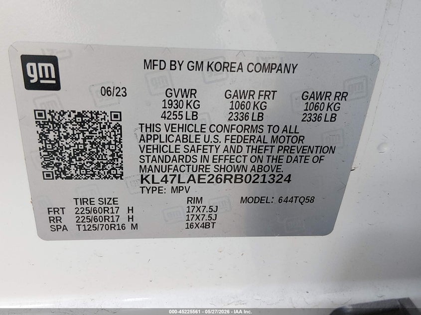 2024 Buick Envista Preferred Fwd VIN: KL47LAE26RB021324 Lot: 45225561