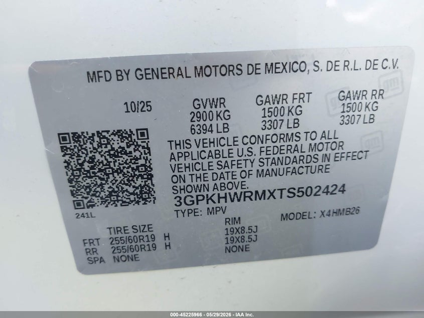 2026 Honda Prologue Touring VIN: 3GPKHWRMXTS502424 Lot: 45225966
