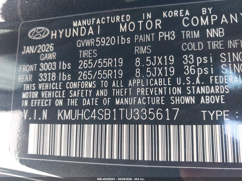 2026 Genesis Gv80 2.5T Rwd VIN: KMUHC4SB1TU335617 Lot: 45226381