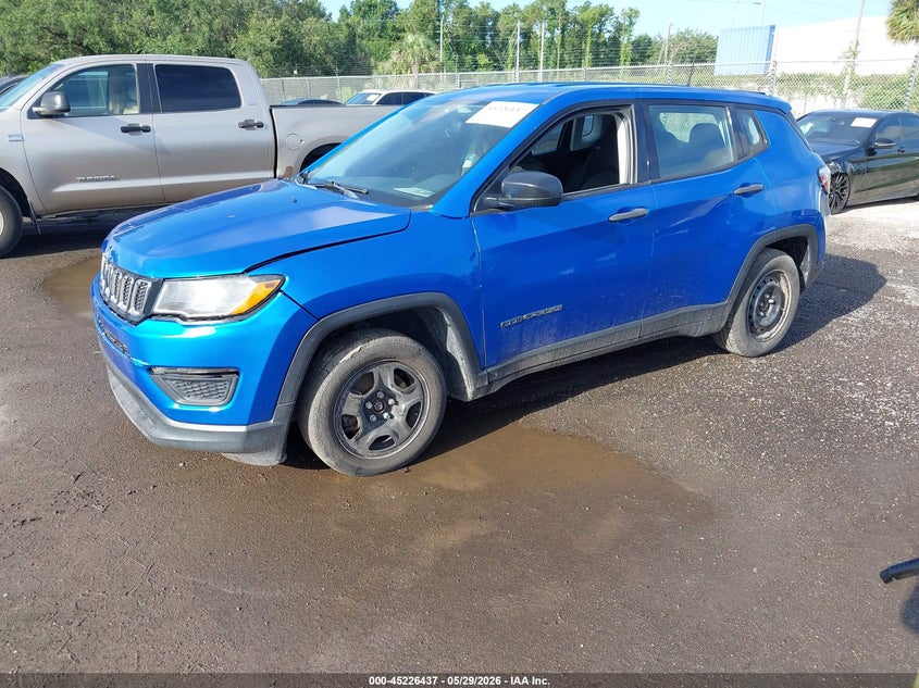 Vin: 3c4njcab3kt809678, lot: 45724200, jeep compass sport fwd 20192