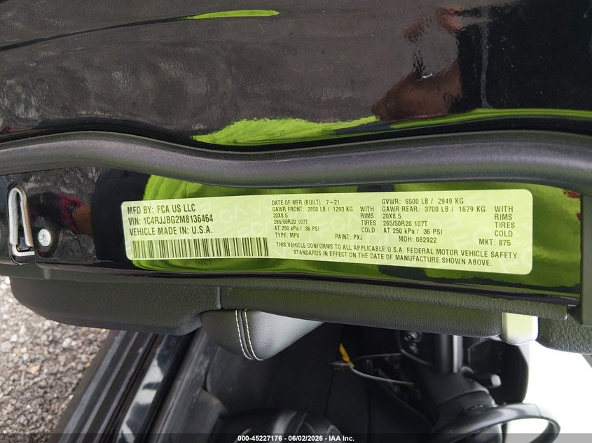 2021 Jeep Grand Cherokee L Limited 4X2 VIN: 1C4RJJBG2M8136464 Lot: 45227176