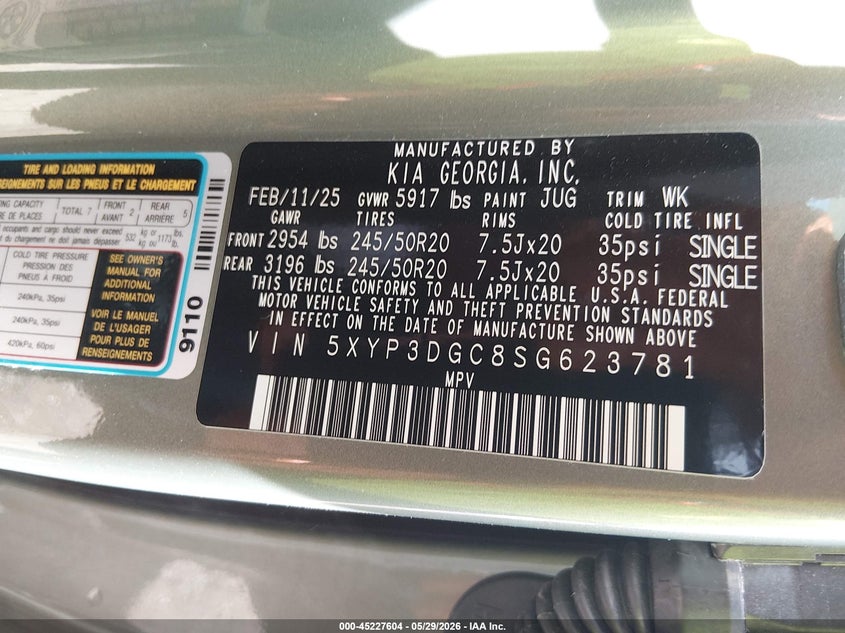 2025 Kia Telluride Ex X-Line VIN: 5XYP3DGC8SG623781 Lot: 45227604