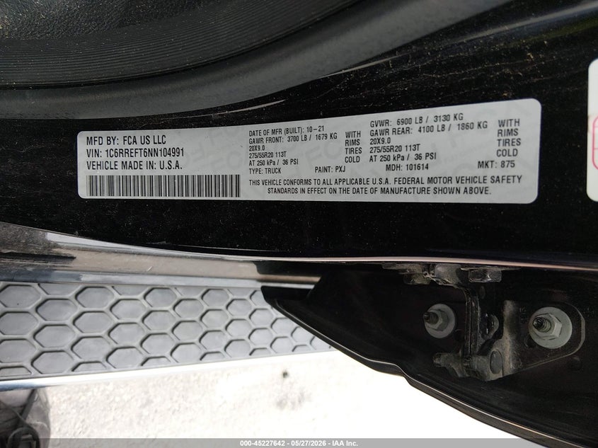 2022 RAM 1500 TRUCK 5.7L V-8 VVT, 395HP