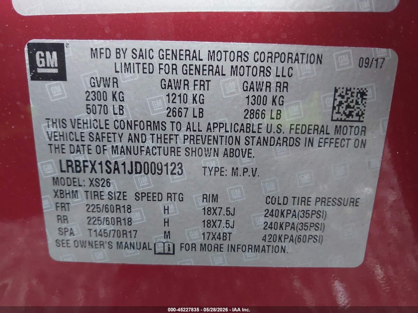 2018 Buick Envision Essence VIN: LRBFX1SA1JD009123 Lot: 45227835