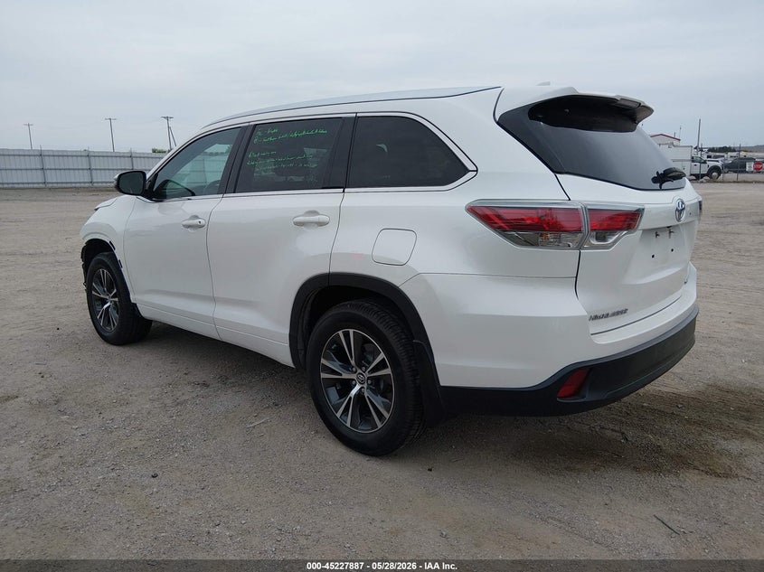 Vin: 5tdjkrfh2gs344615, lot: 45725648, toyota highlander xle v6 20163