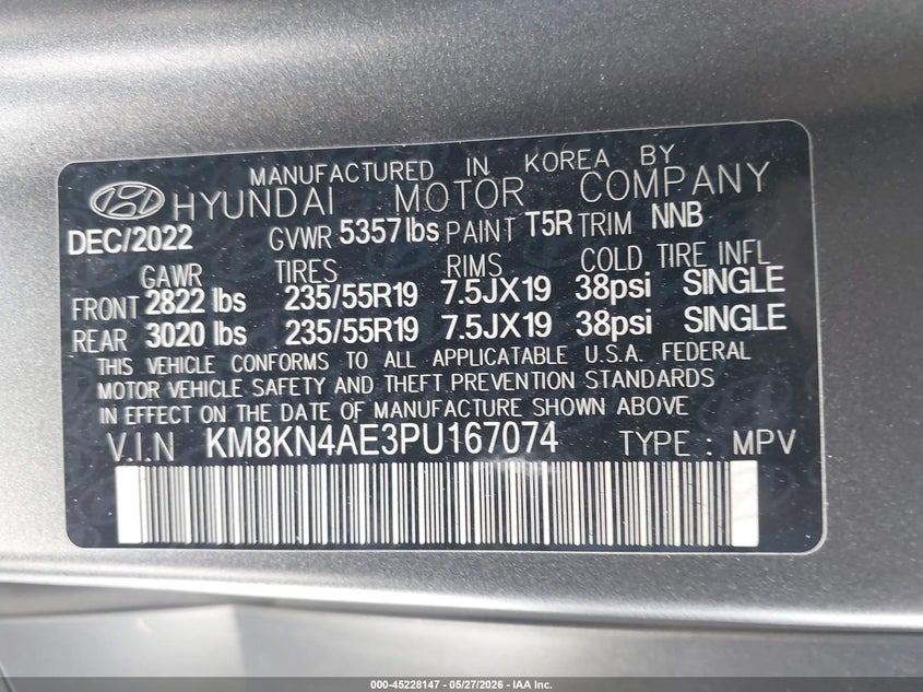 2023 Hyundai Ioniq 5 Sel VIN: KM8KN4AE3PU167074 Lot: 45228147