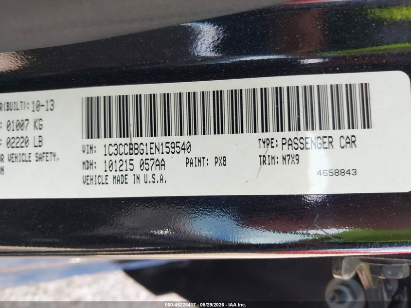 2014 Chrysler 200 Touring VIN: 1C3CCBBG1EN159540 Lot: 45228417