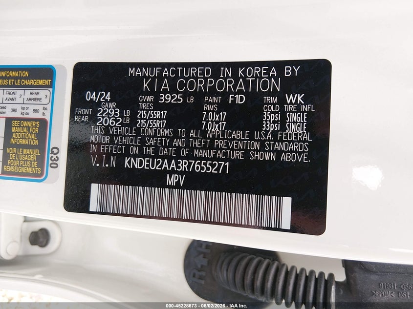 2024 Kia Seltos S VIN: KNDEU2AA3R7655271 Lot: 45228673