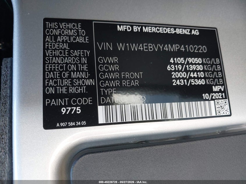 2021 Mercedes-Benz Sprinter 2500 Standard Roof V6 VIN: W1W4EBVY4MP410220 Lot: 45228728