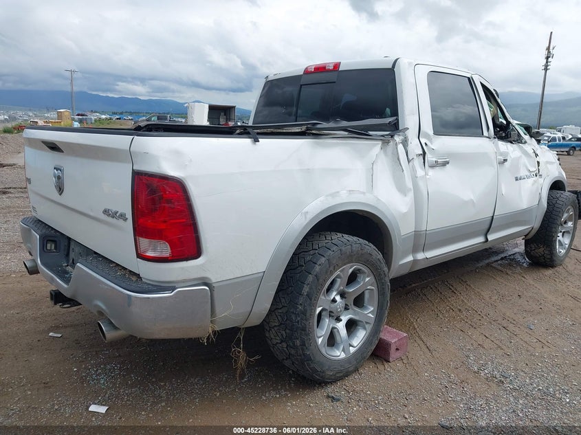 2012 Ram 1500 5.7 Ram Laramie white Lot 111045228736 Vin 1C6RD7NT6CS284192