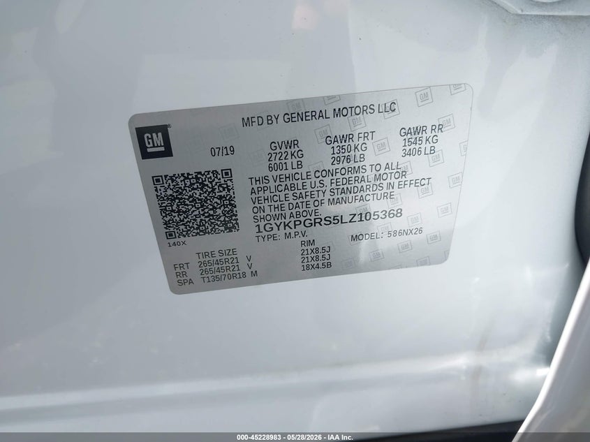 2020 Cadillac Xt6 Awd Sport VIN: 1GYKPGRS5LZ105368 Lot: 45228983