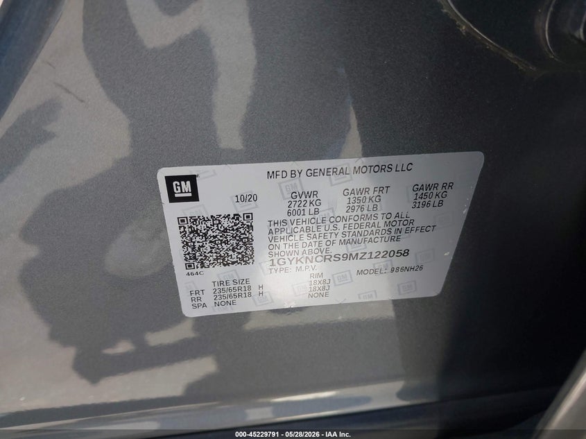 2021 Cadillac Xt5 Fwd Premium Luxury VIN: 1GYKNCRS9MZ122058 Lot: 45229791