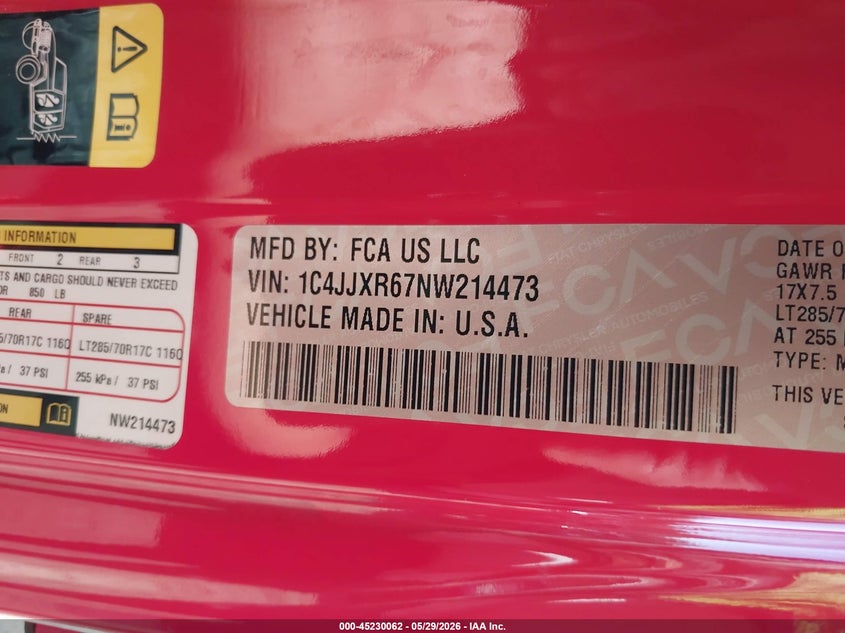 2022 Jeep Wrangler 4Xe Unlimited Rubicon 4X4 VIN: 1C4JJXR67NW214473 Lot: 45230062